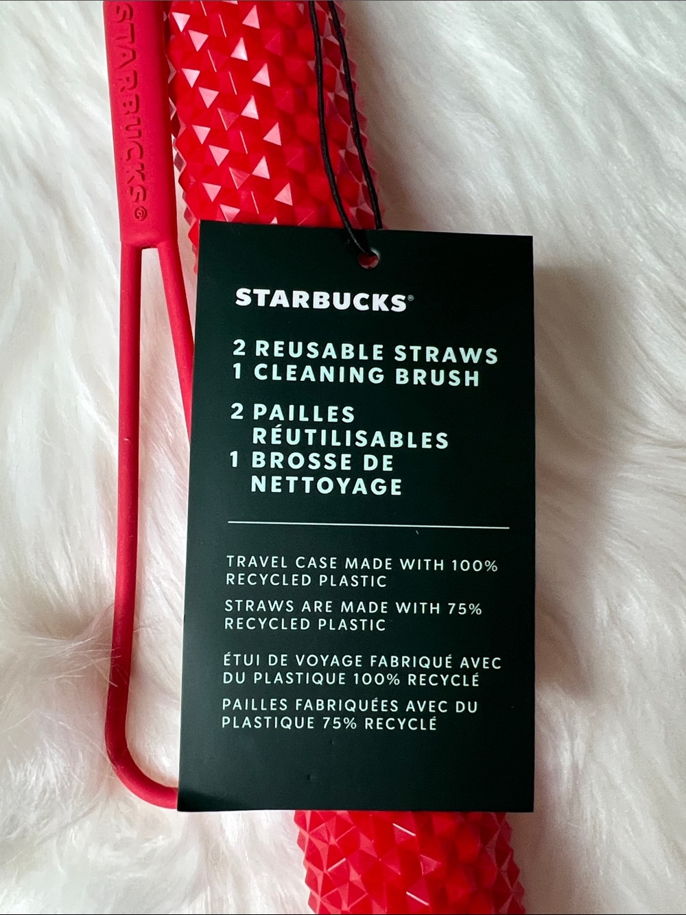 STARBUCKS | 2024 Holiday Red Studded Travel Case & Reusable Straw Kit | NWT - Picture 2 of 5